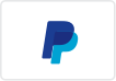 A blue and white paypal logo on a white background.